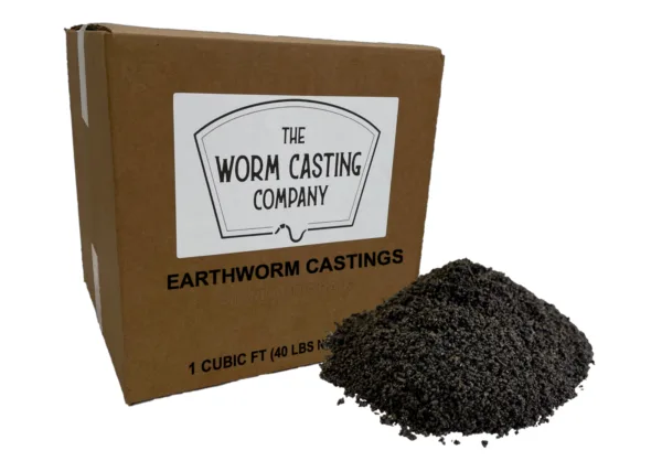 Box of microbe-rich worm castings, or vermicast, for soil health and restoration.