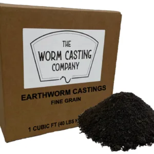 Box of microbe-rich fine grain worm castings, or vermicast, for soil health and restoration.